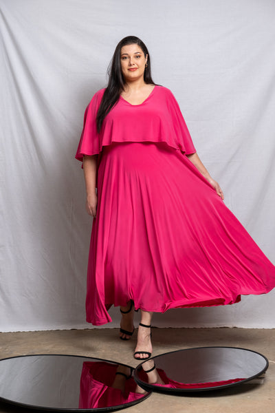 Cape Maxi Dress - Pink (More Options)