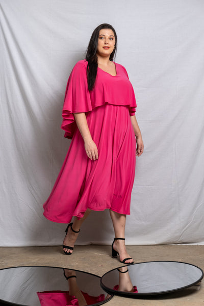 Cape Midi Dress - Pink (More Options)