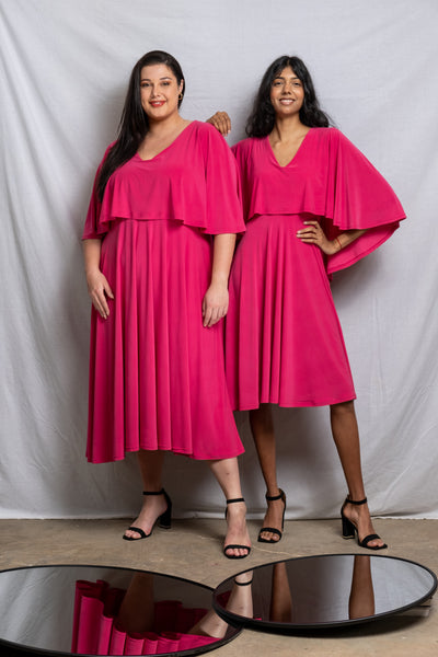 Cape Midi Dress - Pink (More Options)