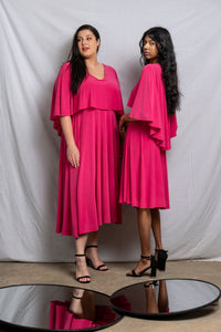 Cape Midi Dress - Pink (More Options)