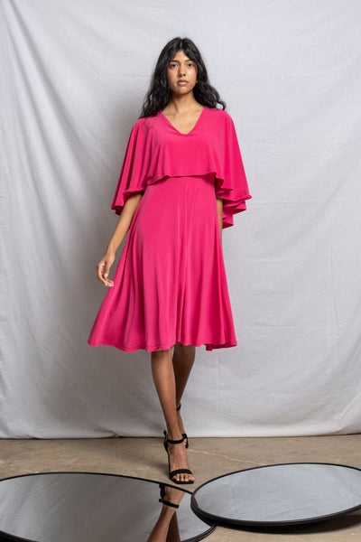 Cape Midi Dress - Pink (More Options)